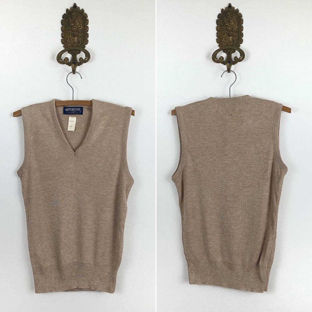 FINAL Vintage Puritan Tan Acrylic Sweater Vest